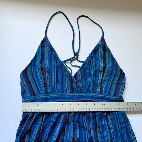 Ecoté Urban Outfitters Blue Striped Midi Dress Boho Beachy Ballet Wrap Straps 0 - Picture 13 of 16
